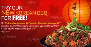 Pei Wei: Free Korean BBQ Meal