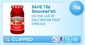 Rare $.75/1 Smuckers Fruit Spread Coupon