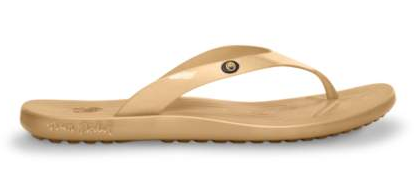 CROCS Womenâs Isabella Flip Flops, APC/Gold - Eastern Mountain Sports
