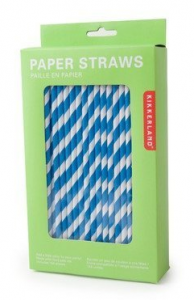 Blue & White Stripe Paper Straws