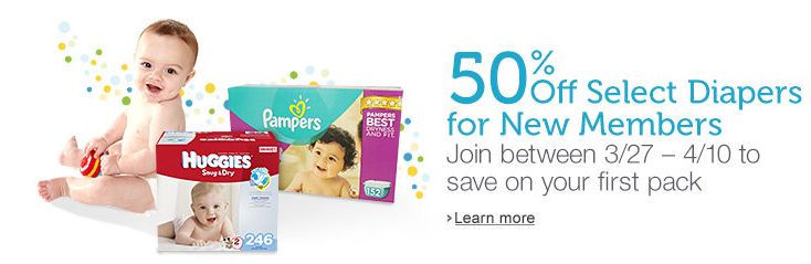 Amazon Mom Free Trial 50% Off Diapers